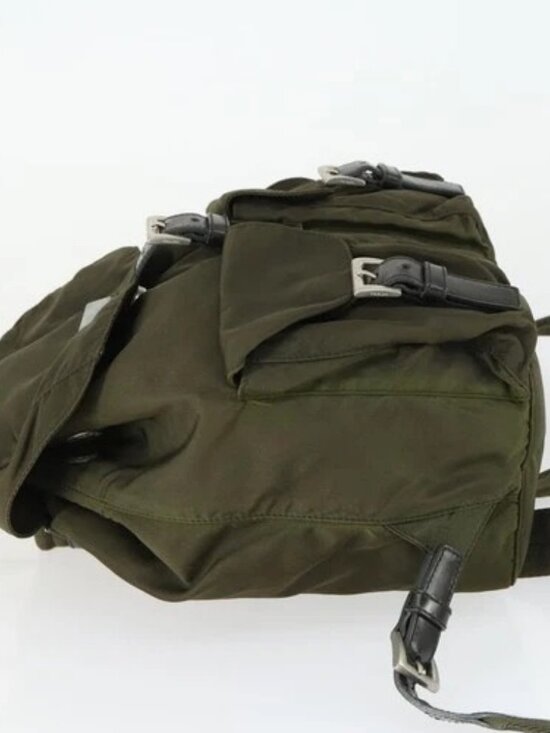 PRADA Backpack Nylon Khaki Silver Auth 166398 main image 6